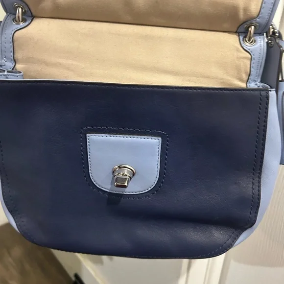 Coach Willis Legacy Archive Navy and Light Blue Leather Crossbody Shoulder Bag - Picture 4 of 8
